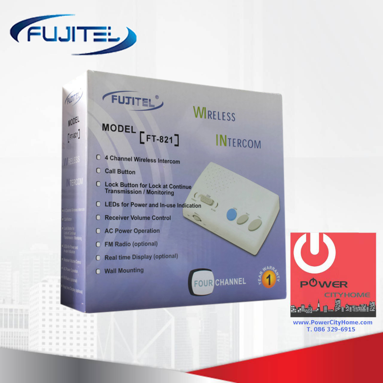 Intercom Fujitel แบบไม่ต้องเดินสาย รุ่น FT-821