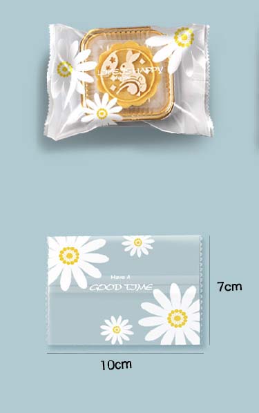ถุงซีลกลาง ขอบหยัก 7x10 เนื้อมัน ลายดอกเดซี่คละแบบ แพ็ค 100 ใบ