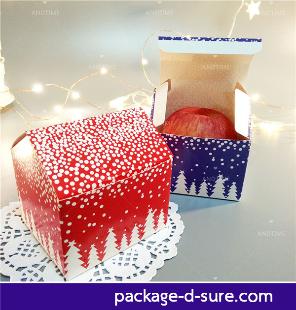 โปรโมชั่น//กล่องทรงบ้าน เปิดบน 9.5x9.5x12 ไซส์ใหญ่ กล่องแดง หิมะ