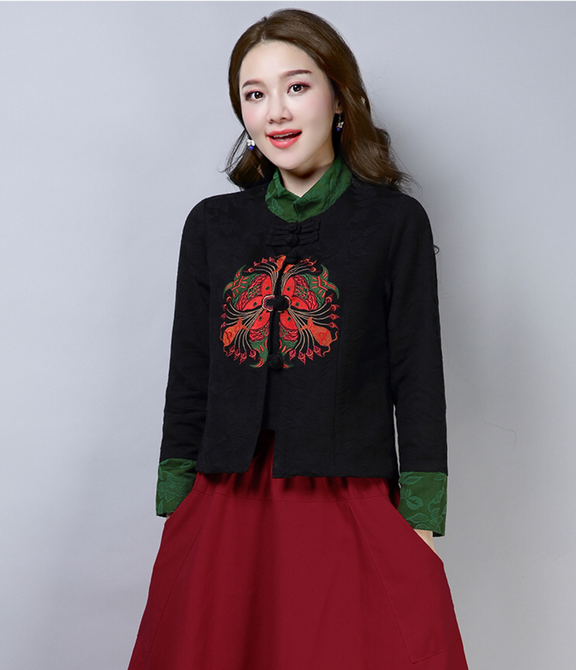 เสื้อผ้าฝ้ายผสมโพลี สีดำ รหัส JO62