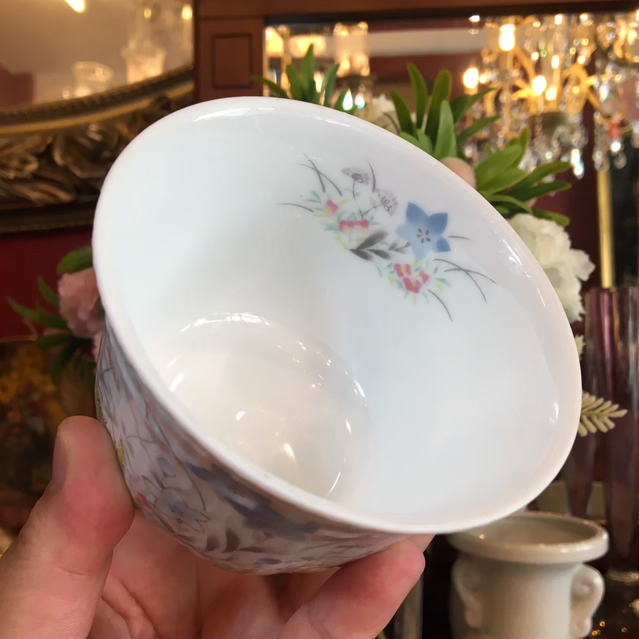 ถ้วย ลายดอกไม้สี งาน JAPAN