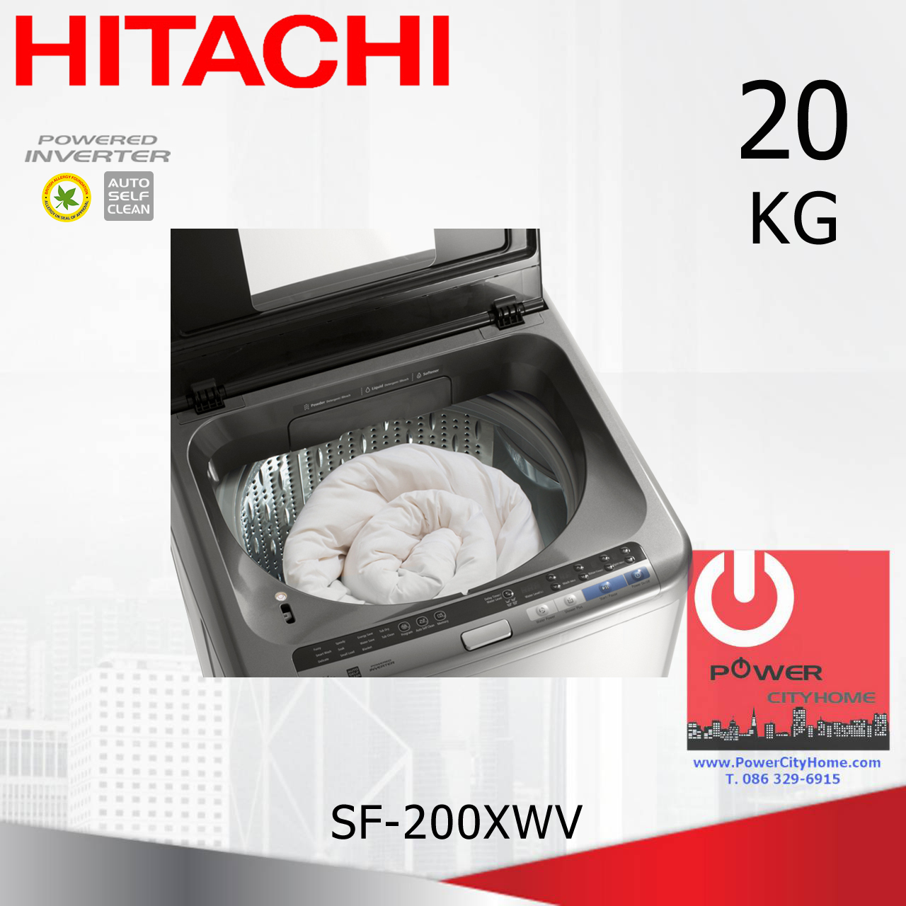 เครื่องซักผ้า Hitachi Ultra Stream Wash 1 ถัง 20 กก. รุ่น SF-200XWV