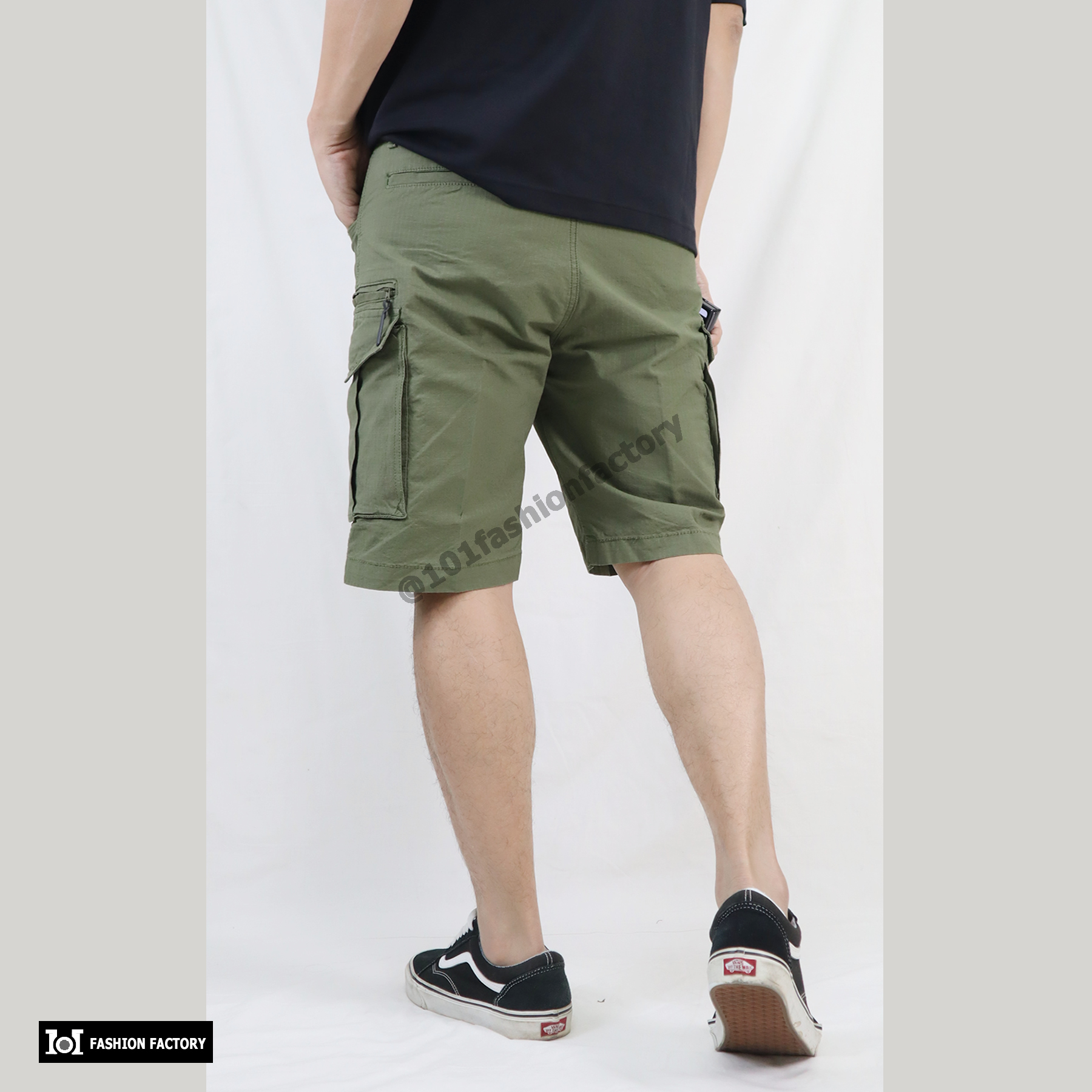 กางเกงคาร์โก้ชาย No.687/11 ขาสั้นวินเทจ ผ้ายืดทนทานสูง สีขี้ม้า | US101