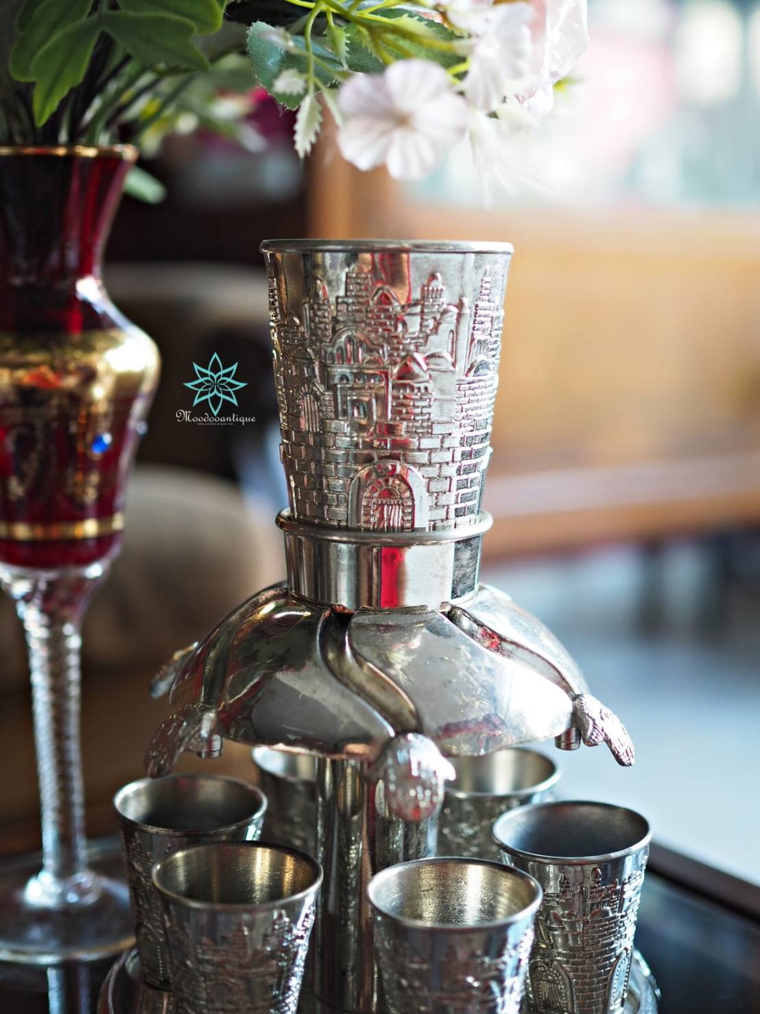 set น้ำพุไวน์เก่าเคลือบนิกเกิล (NICKEL COATED WINE FOUNTAIN)