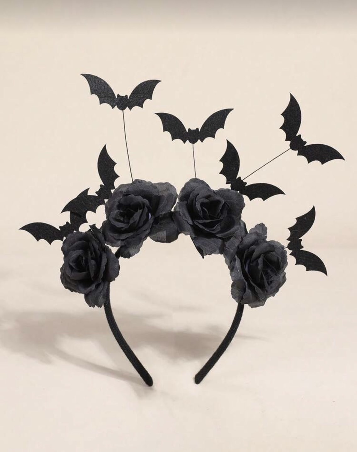 ที่คาดผมแม่มด ดอกไม้สีดำ