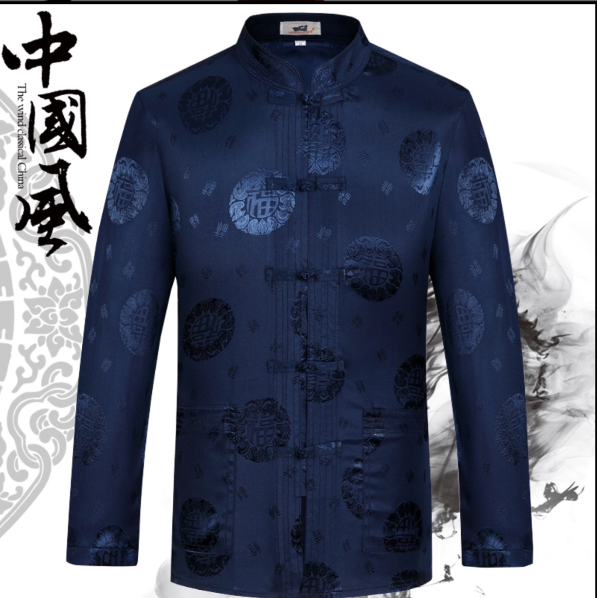 เสื้อจีนชาย ผ้าไหมสีน้ำเงิน F55 สินค้าพร้อมส่ง ราคา.1,000 บาท(ไม่รวมค่าขนส่ง)