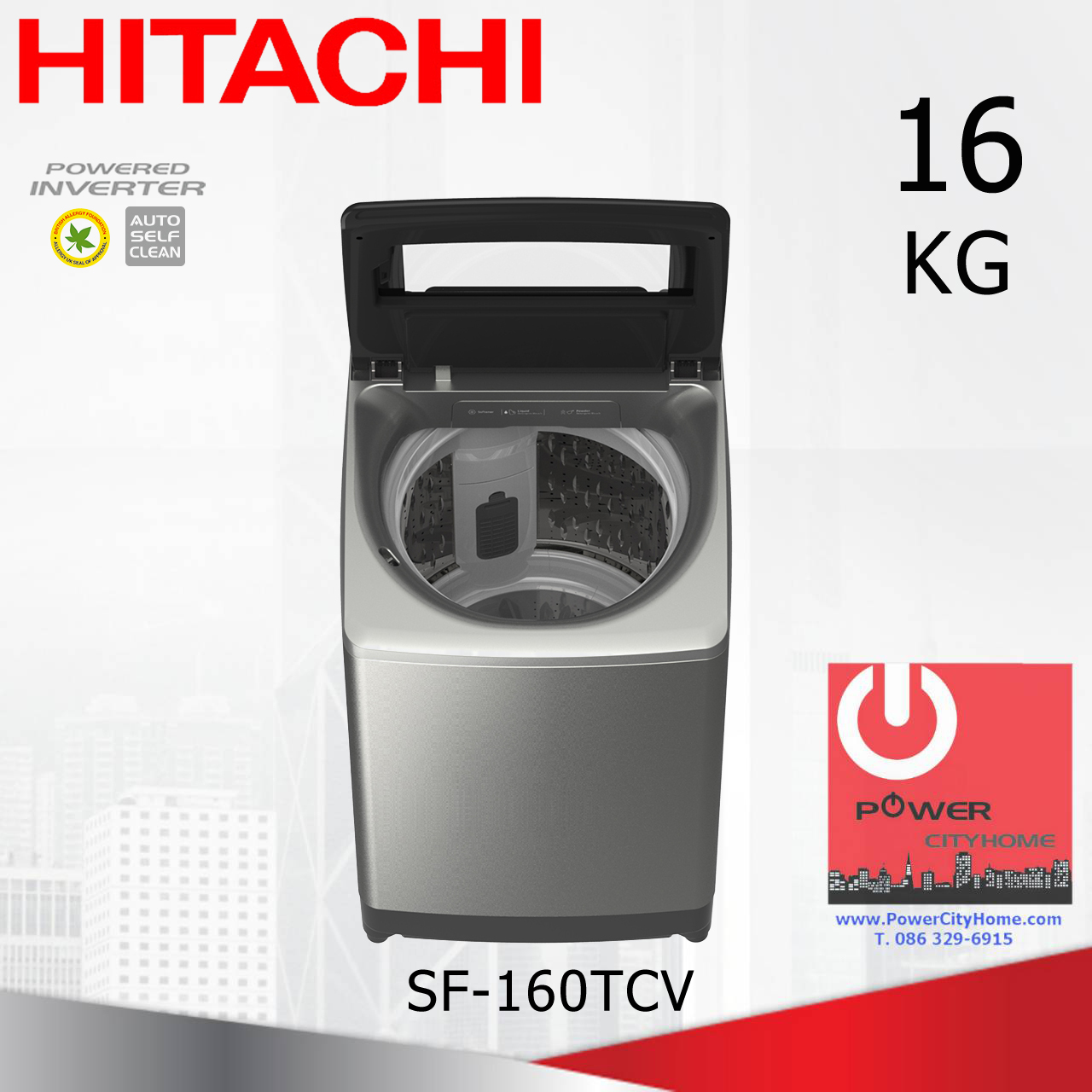 เครื่องซักผ้า Hitachi Dual Jet 1 ถัง 16 กก. รุ่น SF-160TCV