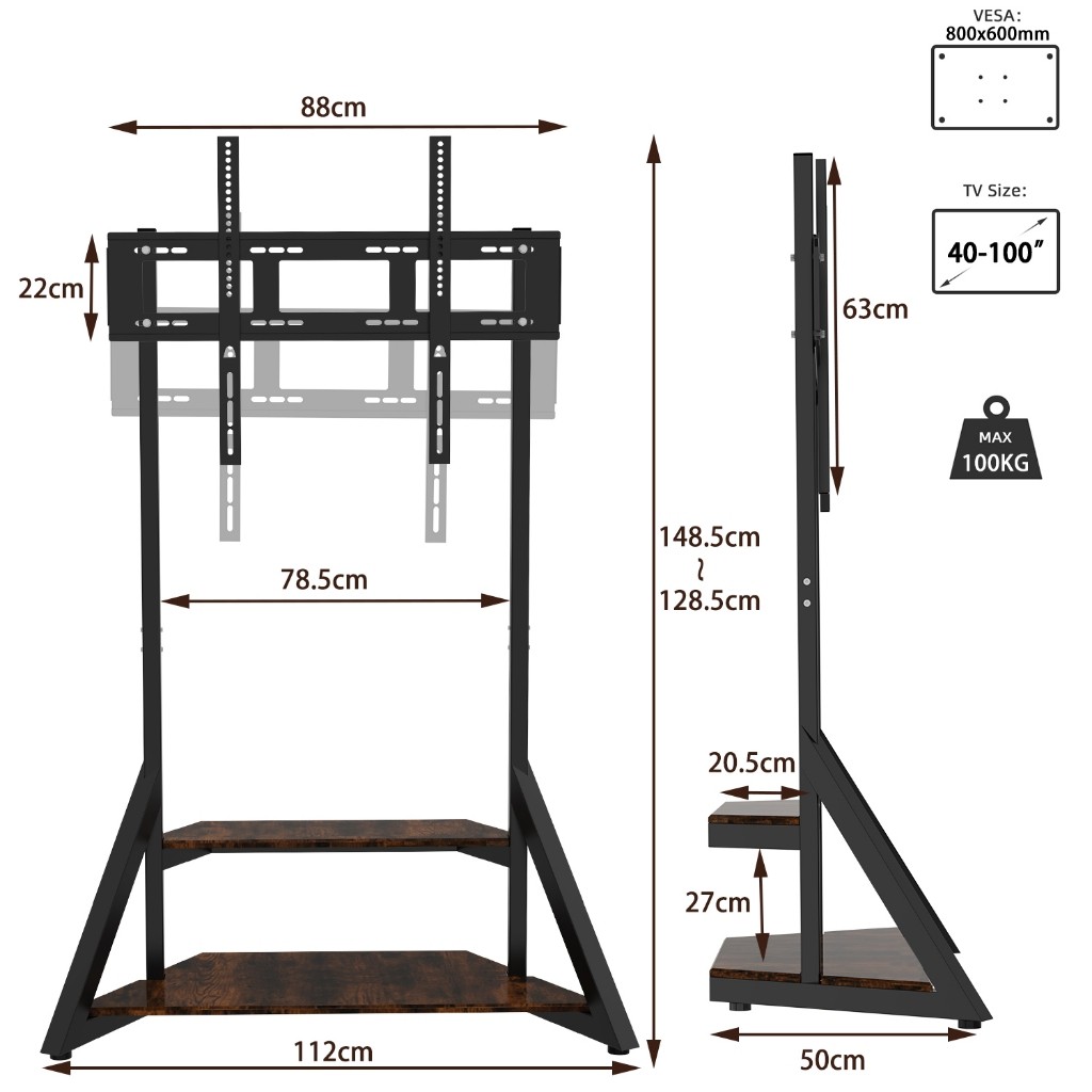 ขาแขวนทีวีตั้งพื้น สำหรับทีวีขนาดใหญ่ 55-75-85-100 นิ้ว ห้องประชุม รับน้ำหนักไ100 kg Art TV Stand ประกอบใช้งานได้เองง่ายๆ!!!