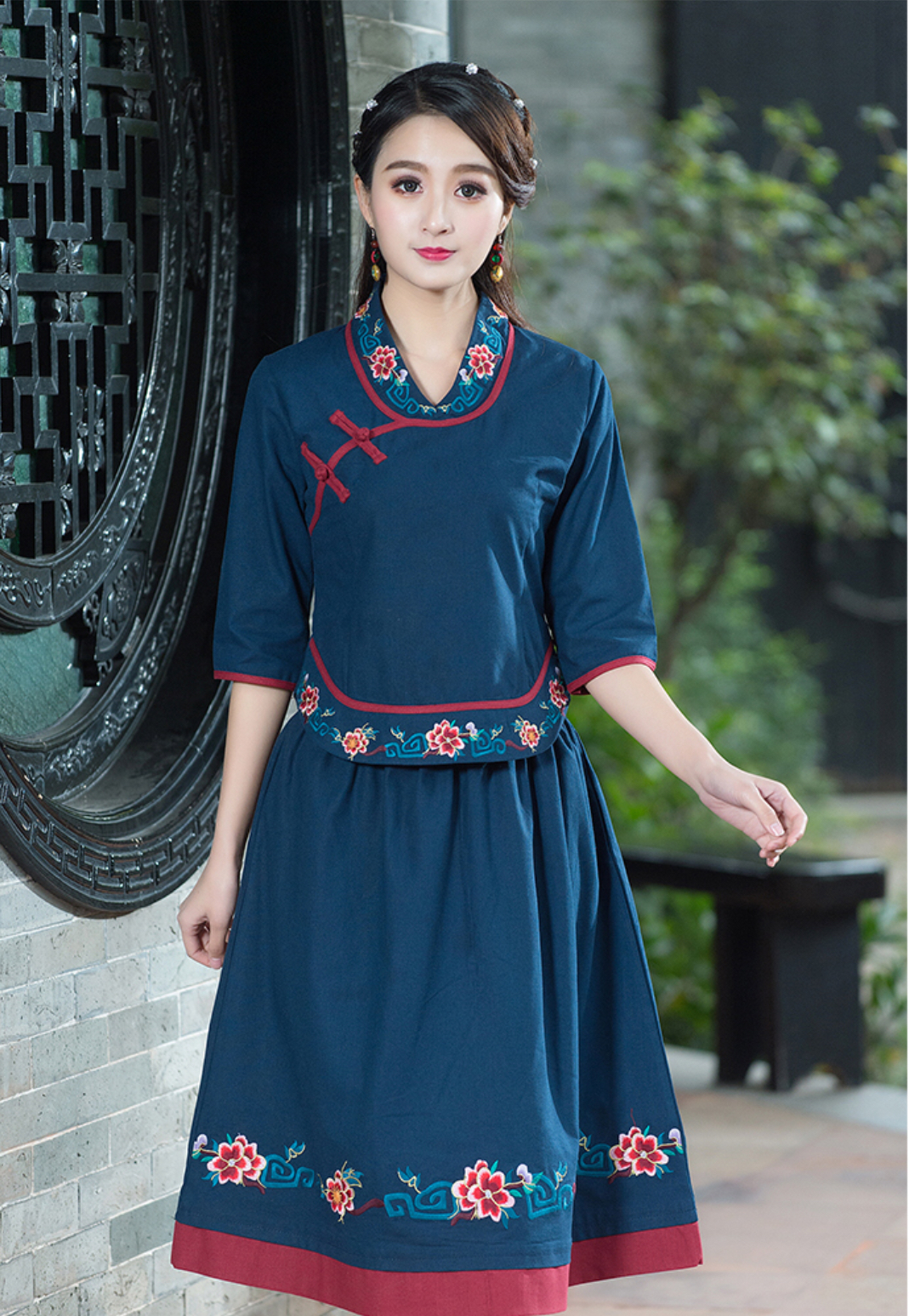 เสื้อผ้าฝ้าย เนื้อดี ใส่สบาย รหัส SN 65 สีน้ำเงิน