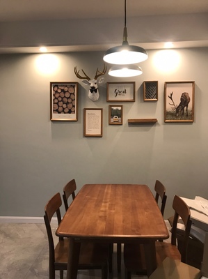 ชุดรูปกรอบลอยพร้อมหัวกวาง White Stag Head (Timber) ภาพกรอบลอย6ชิ้น+หัวกวาง+ชั้นวางพร้อมวัสดุติดตั้ง