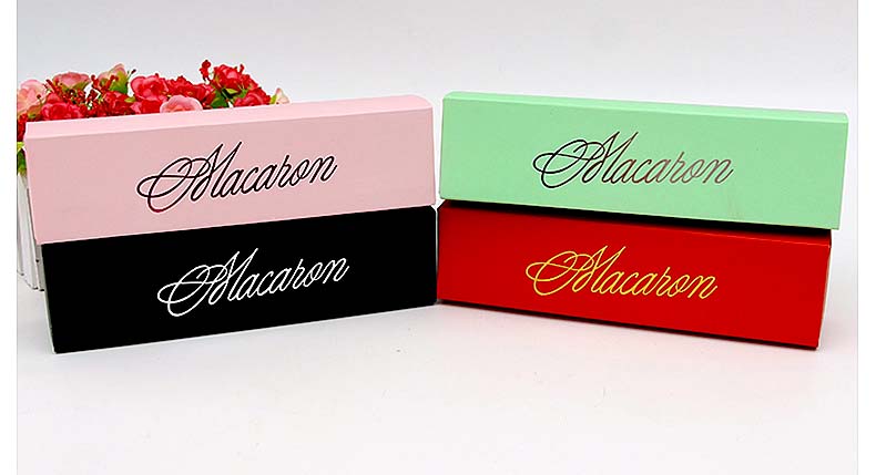 โปรโมชั่น//กล่องมาการอง 6 ชิ้น 5.4x20.5x5.3 สีเขียวมะนาว ลายเซ็นต์ macaron