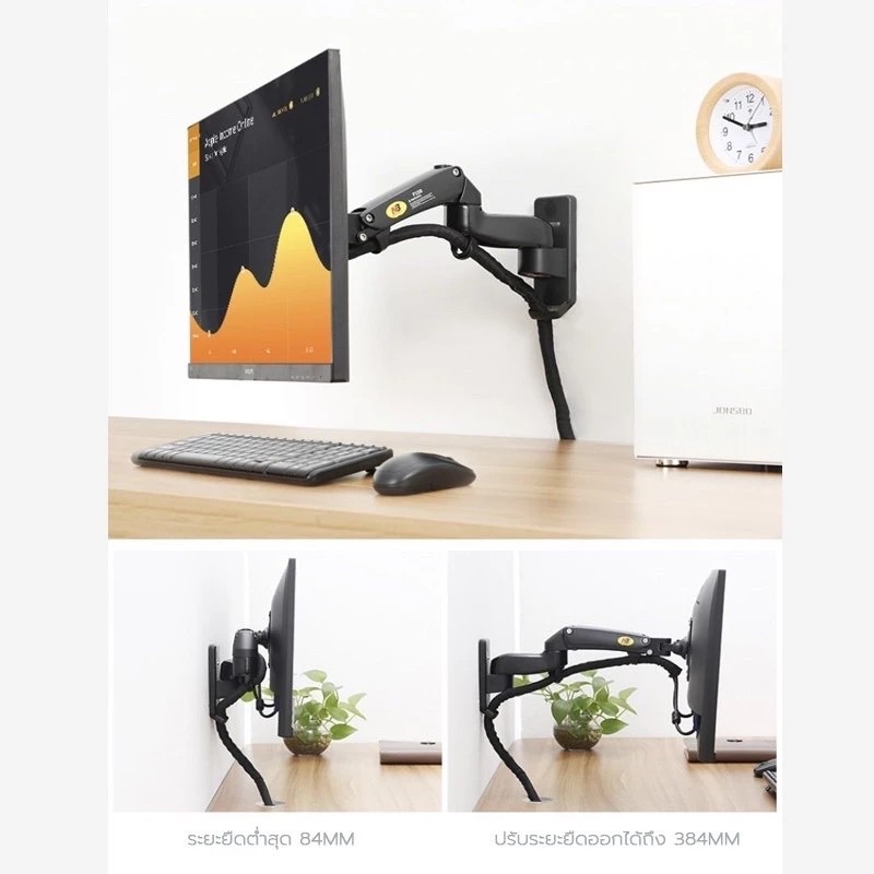 F150 NB ขาตั้งจอมอนิเตอร์ ติดผนัง รองรับ17-35” ขาแขวนจอทีวี จอคอม ปรับองศาได้ รับน้ำหนักได้ถึง12KG