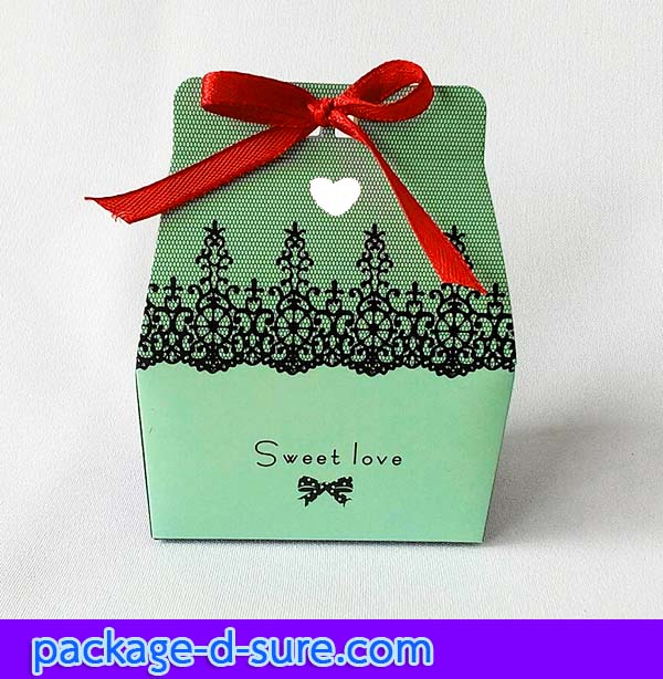 กล่องใส่ของชำร่วย ผูกโบว์ด้านหน้า 4.5x7x4.2 ลาย sweet love