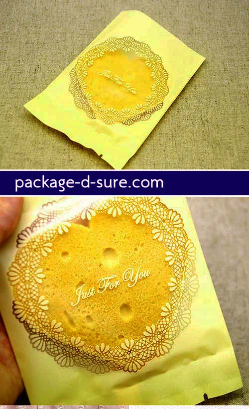 ถุงซีลกลาง ขอบเรียบ 9x11.5 สีเหลืองวงกลม just for you แพ็ค 100 ใบ