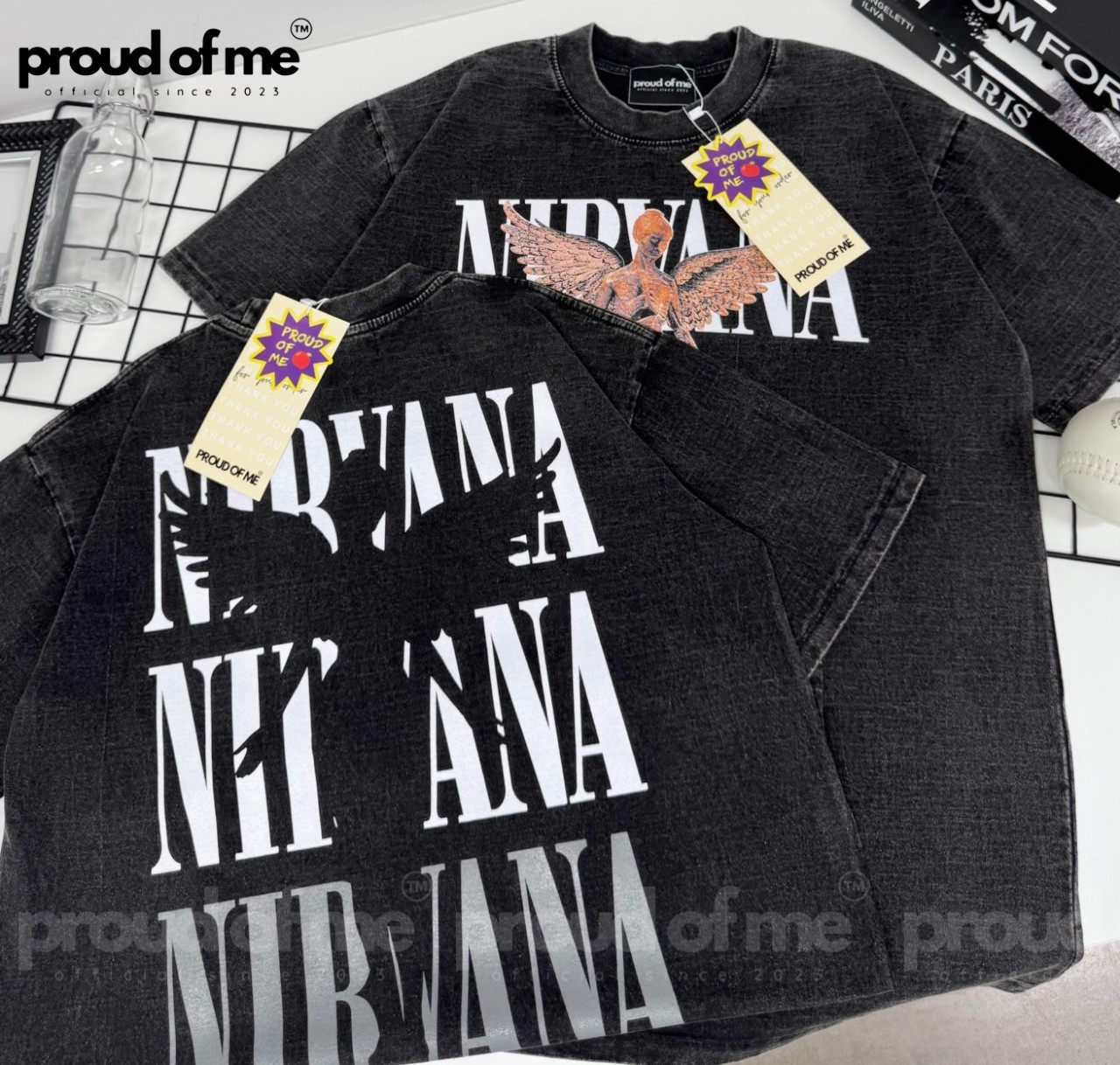 เสื้อยืดงานฟอกลาย NARVANA