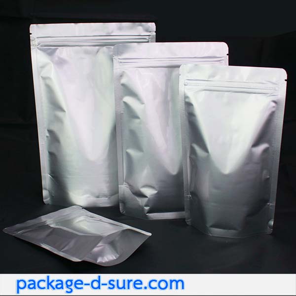 ถุงตั้งซิปฟรอย สีเงินขุ่น ไม่มีหน้าต่าง 16x24+4 แพ็ค 45 ใบ / ตกใบละ 7.78