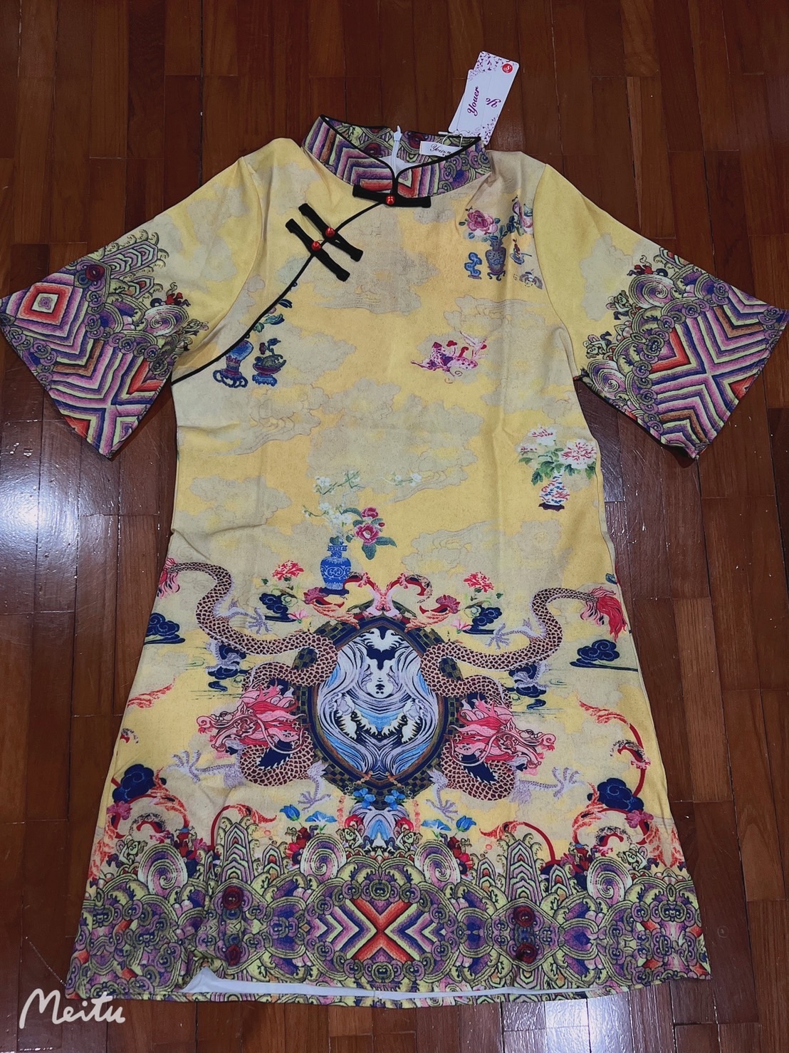 เดรสสั้นสีเหลือง ผ้าฝ้าย ใส่สบาย เหมาะกับฤดูร้อน รหัส CC56