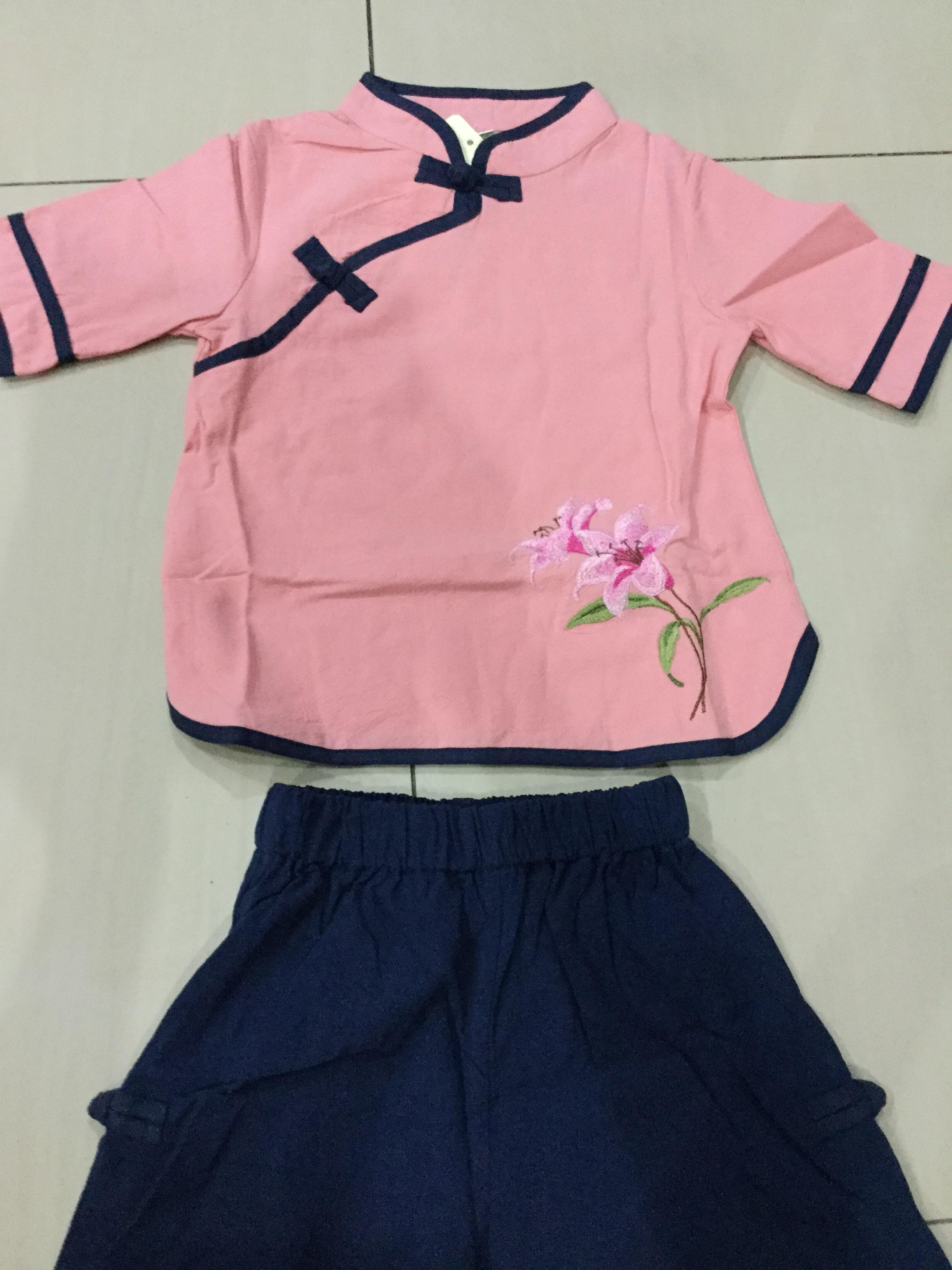 ชุดเสื้อโอรส +กางเกงน้ำเงิน ผ้าฝ้าย รหัส PE 58 สินค้าพร้อมส่ง