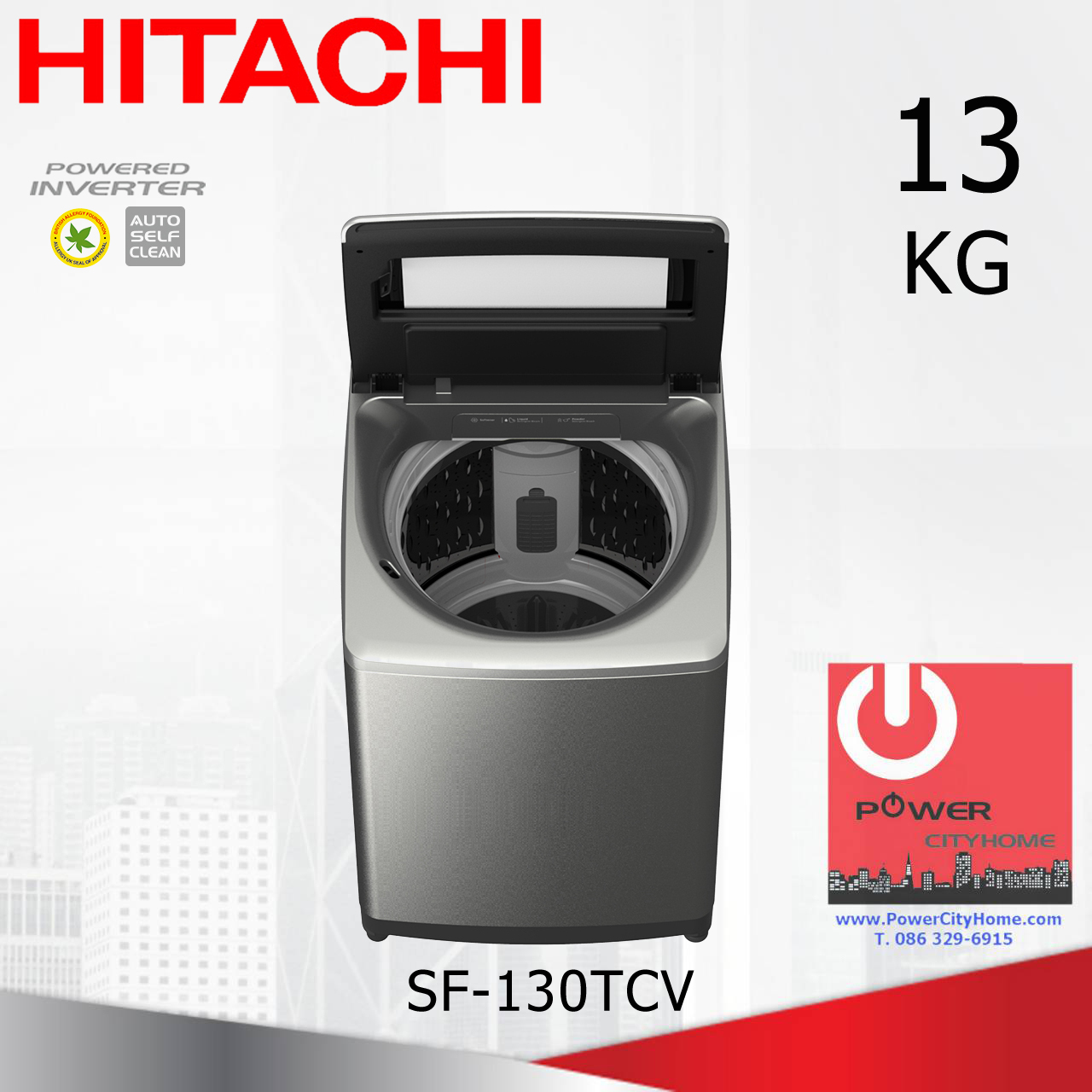 เครื่องซักผ้า Hitachi Dual Jet 1 ถัง 13 กก. รุ่น SF-130TCV