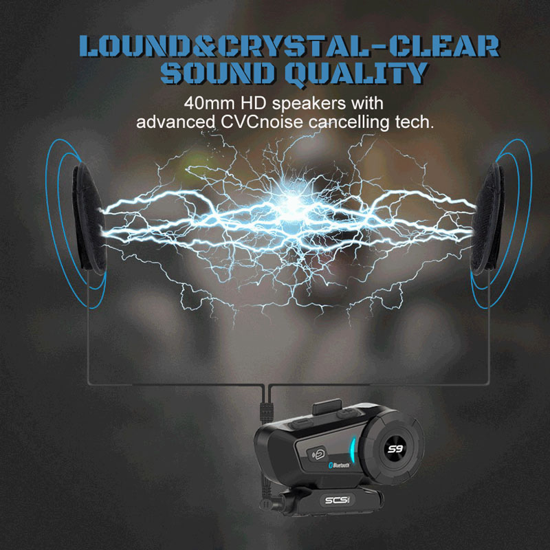 SCS S9 บลูทูธติดหมวกกันน็อค Motorcycle Helmet Intercom Bluetooth Headset (แพคเดี่ยว)