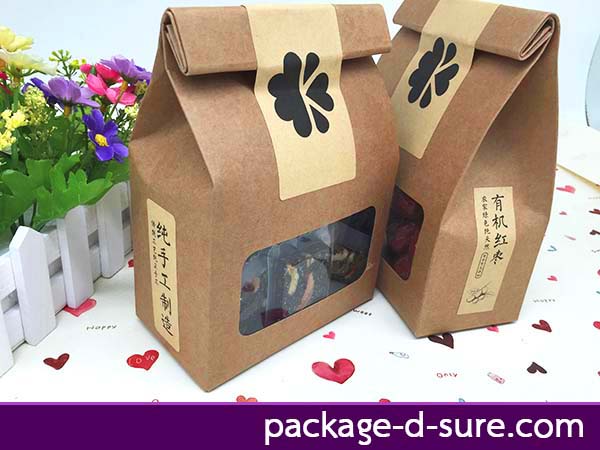 โปรโมชั่น//ถุงคราฟฐานตั้ง ไม่มีหูหิ้ว เจาะสี่เหลี่ยมใส 7x13x18.5