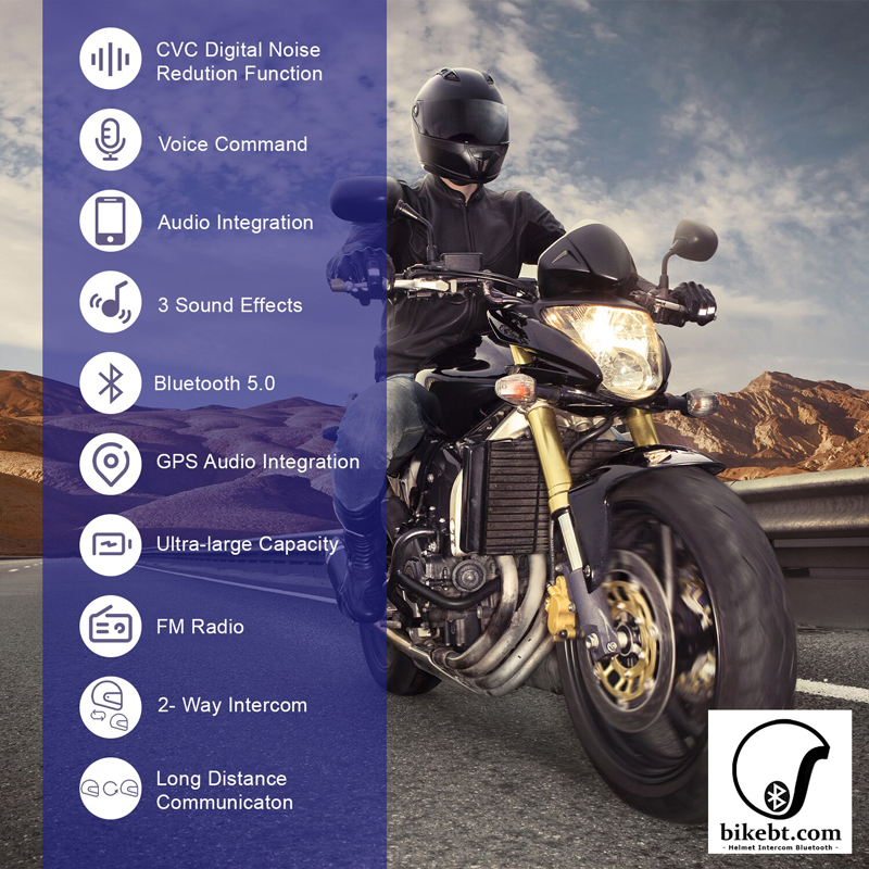 FODSPORTS FX8 AIR บลูทูธติดหมวกกันน็อค Motorcycle Helmet Intercom Bluetooth Headset (แพคคู่)