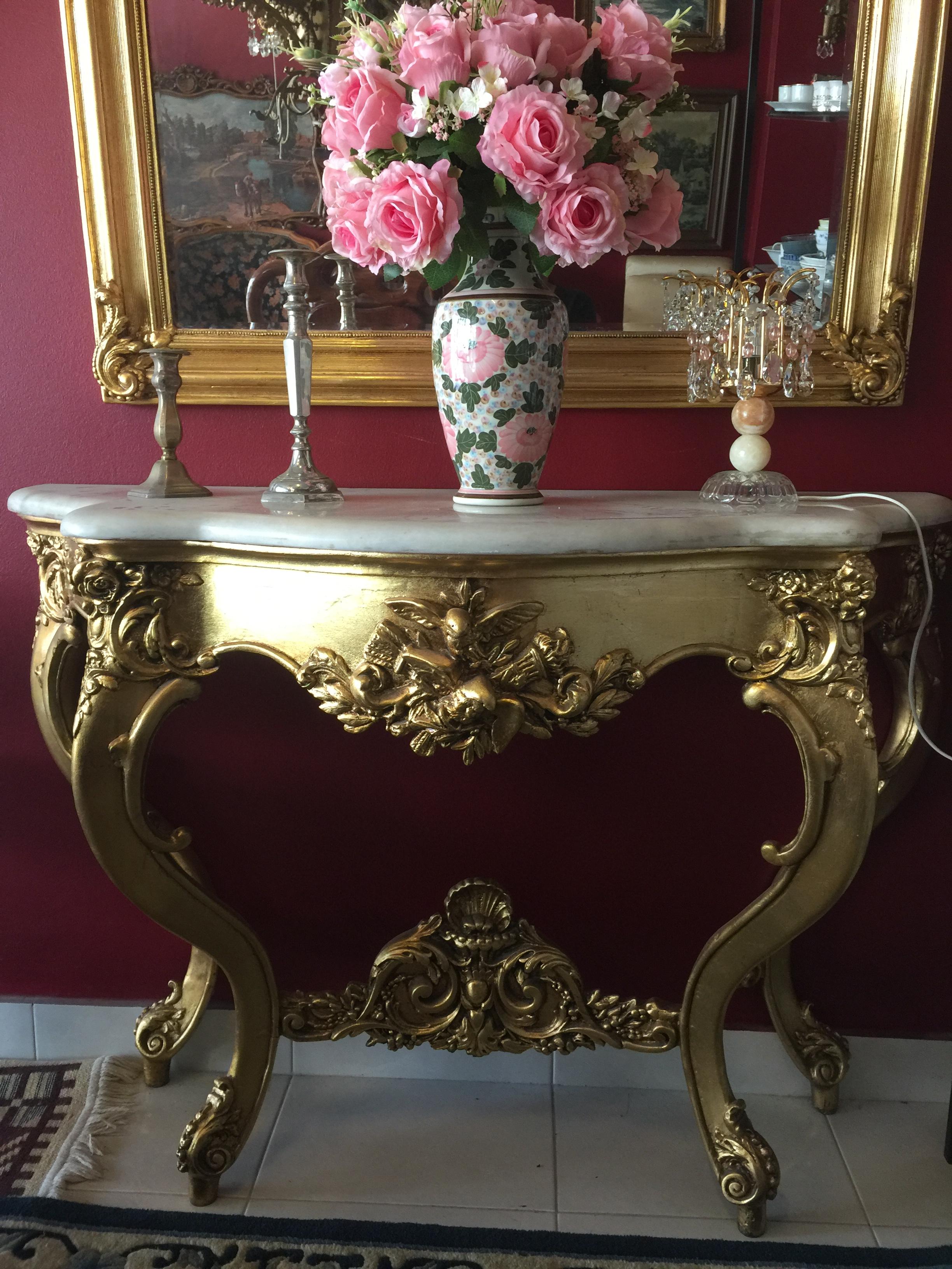 Console ไม้แกะสลักสีทองงานฝรั่งเศส