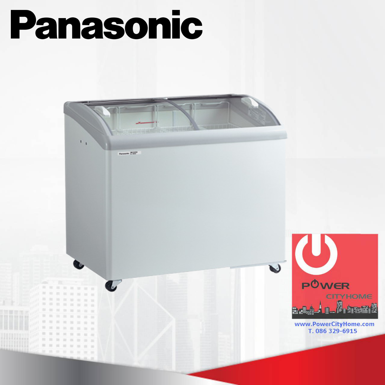 ตู้แช่แข็ง Panasonic 9.0 คิว ฝากระจกโค้ง รุ่น SCR-PT101GTH