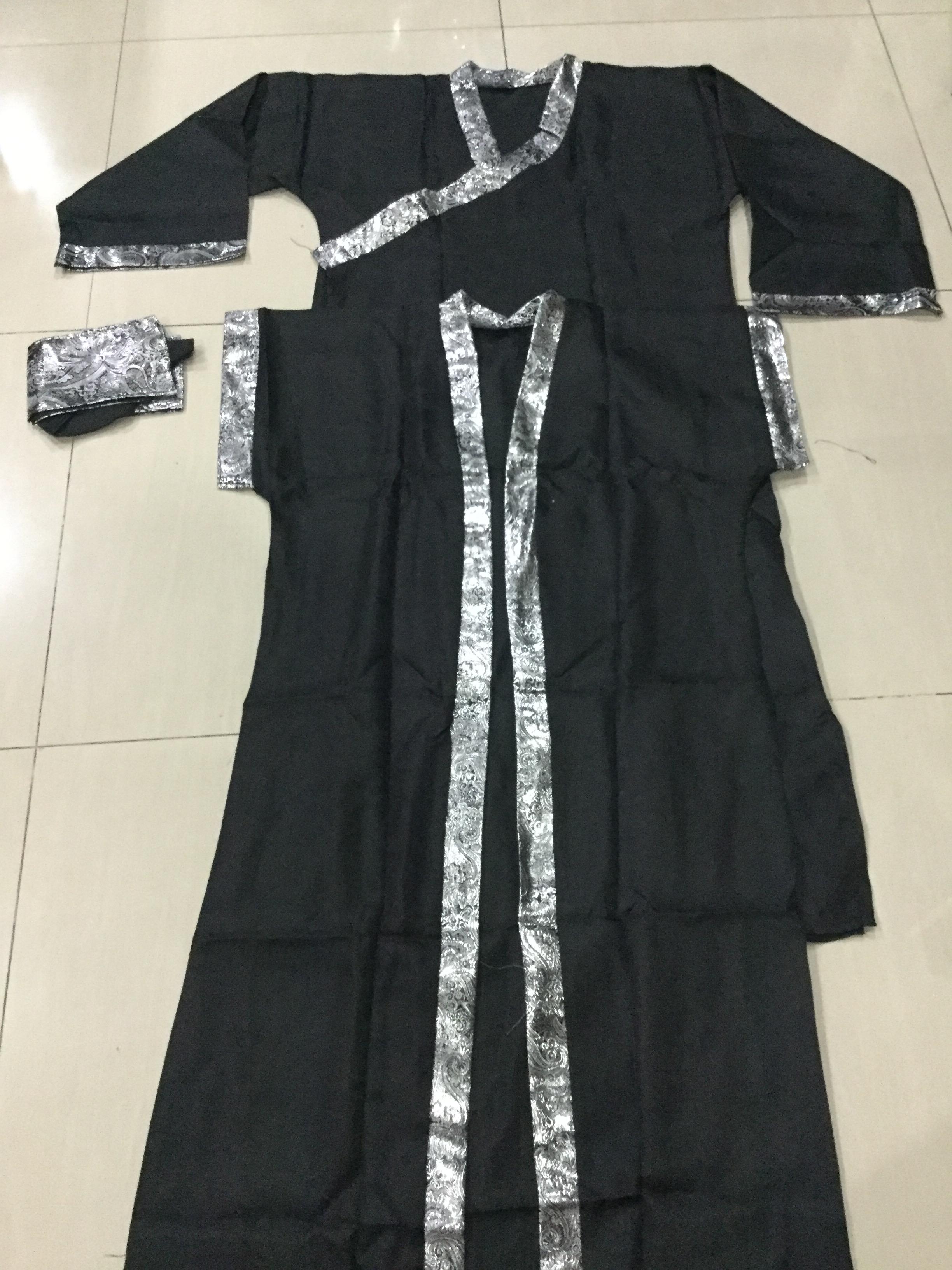 ชุดจีนฮั่น มีเสื้อคลุม สีดำ ขอบเงิน รหัส.RBB 58 สินค้าพร้อมส่ง