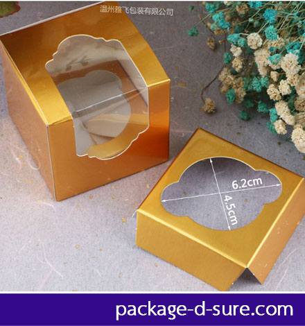กล่องสี่เหลี่ยมคัพเค้ก 1 ชิ้น 16.5x9.3x8.8 สีทอง
