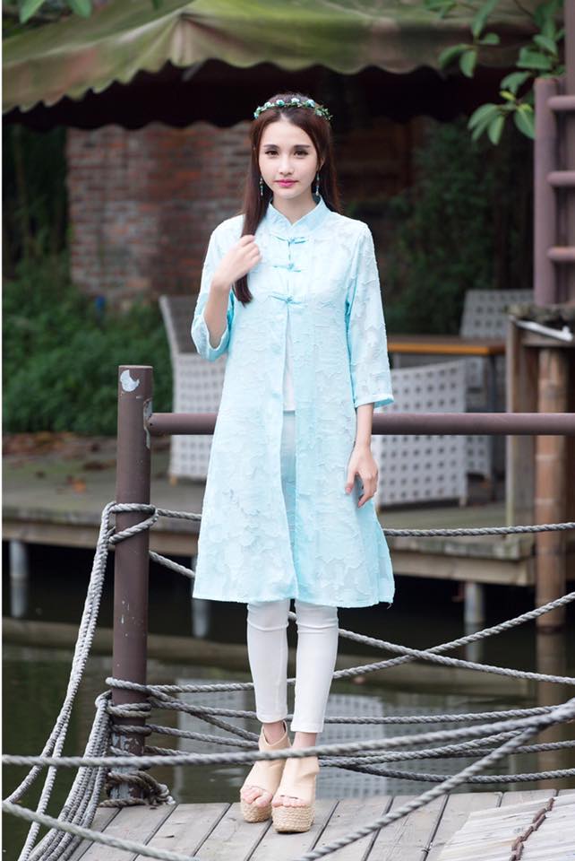 เสื้อคลุมสไตล์จีนสีฟ้า B85