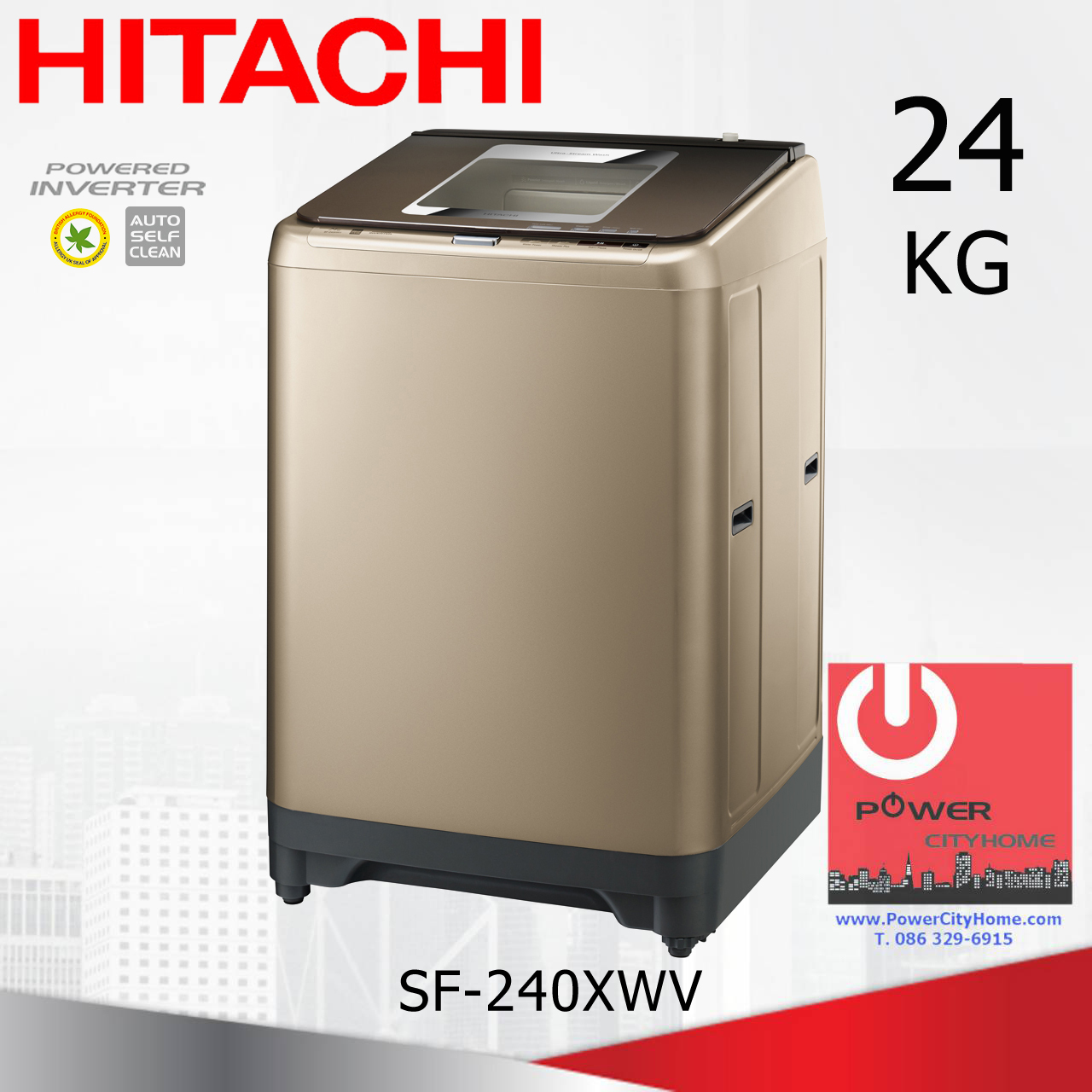 เครื่องซักผ้า Hitachi Ultra Stream Wash 1 ถัง 24 กก. รุ่น SF-240XWV