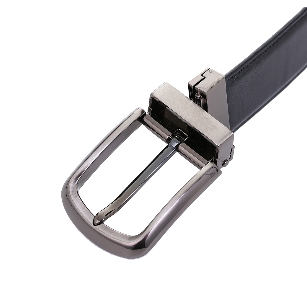 เข็มขัดหนังแท้ สำหรับผู้ชาย แบบ Two Tone สองสี ดำ-น้ำตาลอ่อน หัวบิดกลับได้ รุ่น Twist