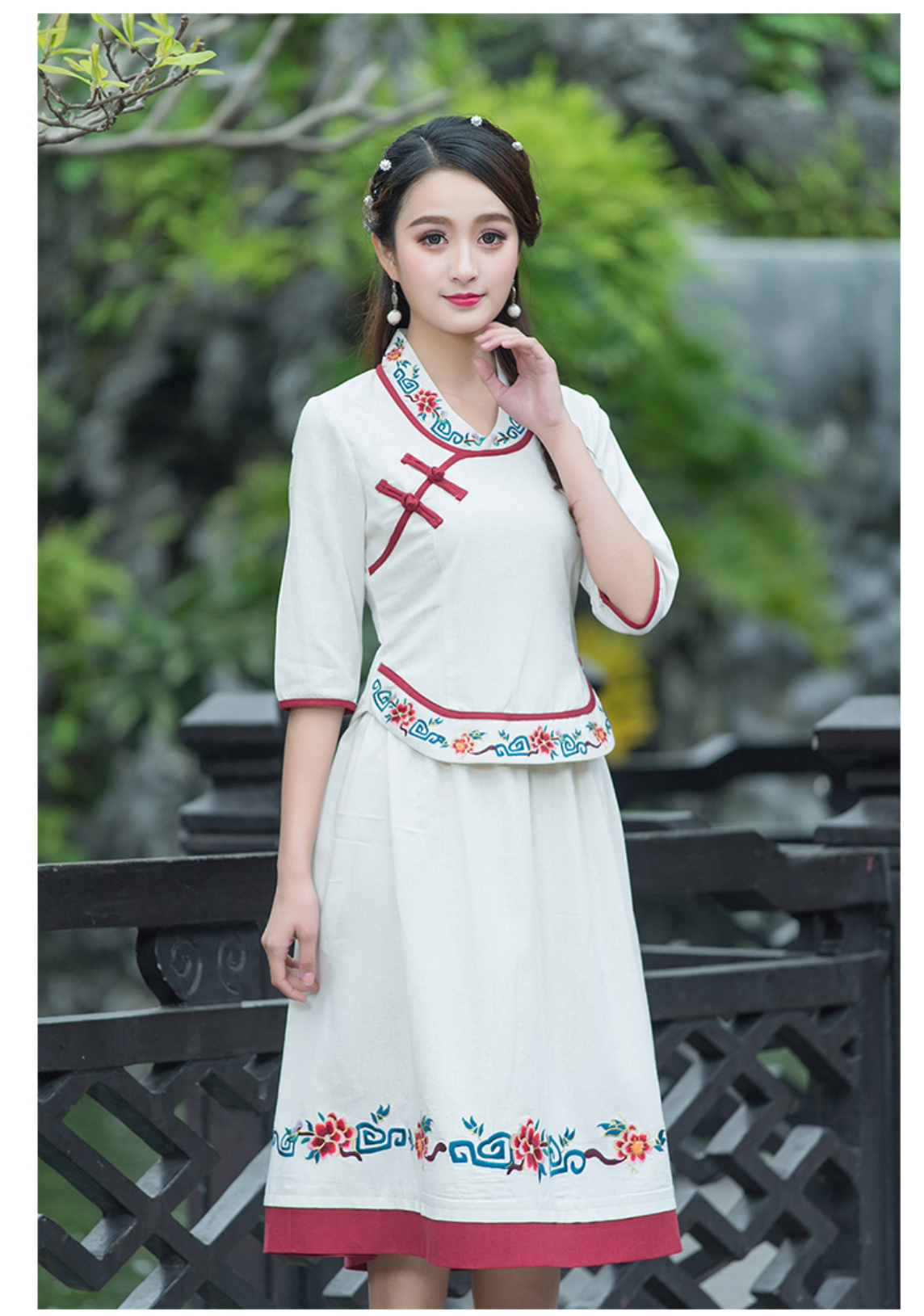 เสื้อผ้าฝ้าย เนื้อดี ใส่สบาย รหัส SN 65 สีขาว