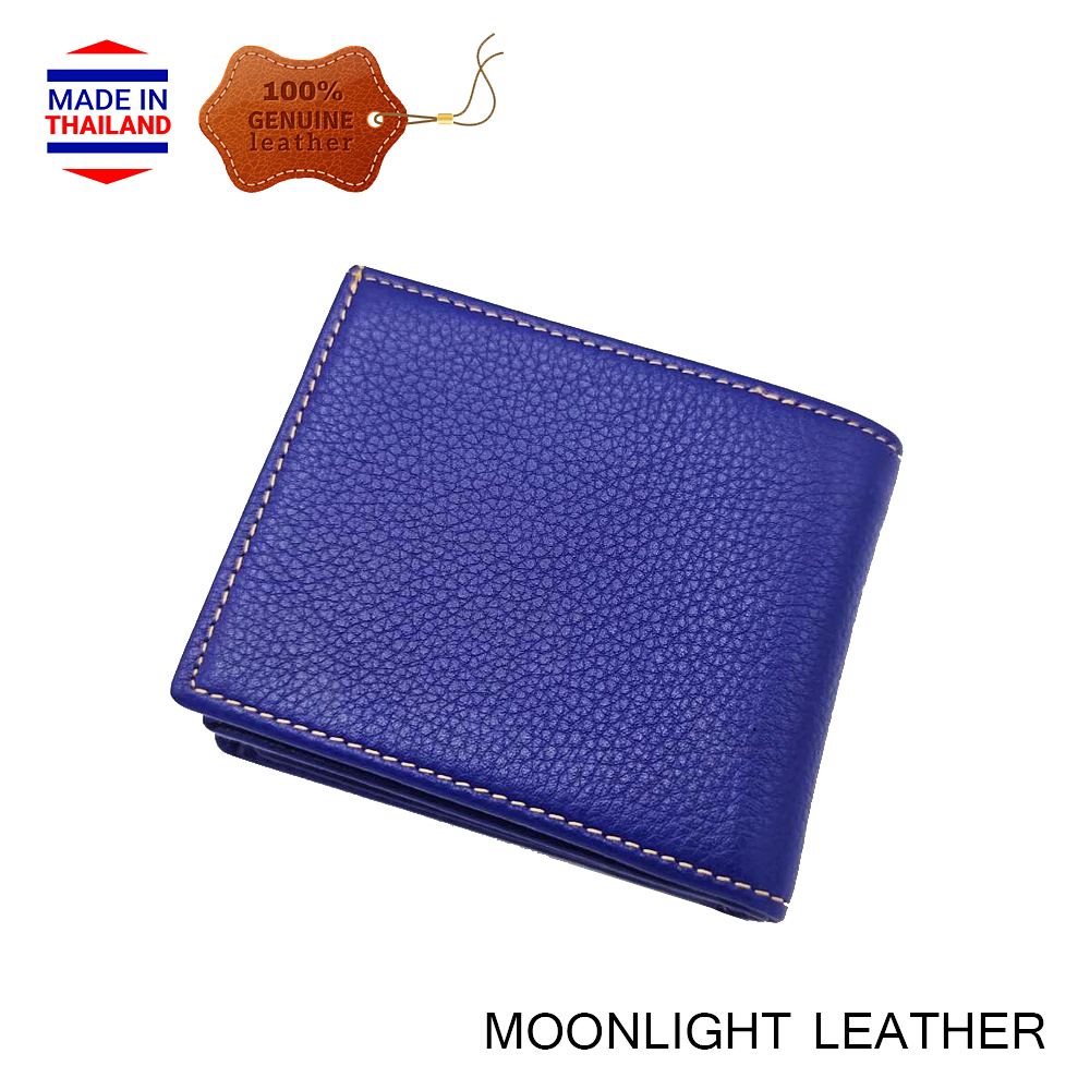 กระเป๋าสตางค์หนังแท้ สีน้ำเงิน เฮงๆ รับโชค ขอบกว้างใส่ตังค์ได้เป็นปึก ก้นไม่มีรู เงินทองไม่รั่วไหล มีกล่องเป็นของขวัญได้