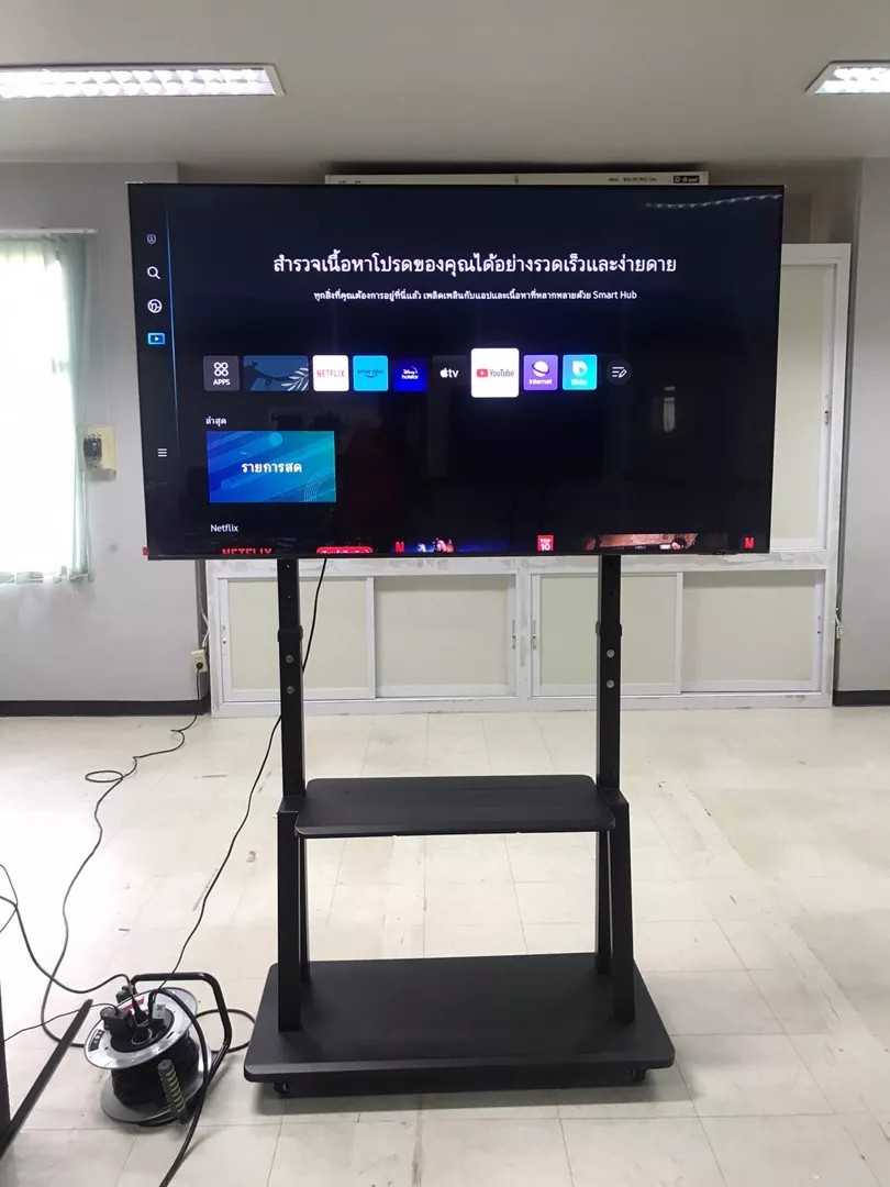 Gnnรุ่น1800 ขาทีวีตั้งพื้น รองรับทีวี100นิ้ว ขาทีวีเคลื่อนที่ มีล้อเลื่อนล็อคล้อได้ พร้อมชั้นวาง รองรับทีวีขนาดใหญ่ได้ ***ประกอบใช้งานได้เองง่ายๆ