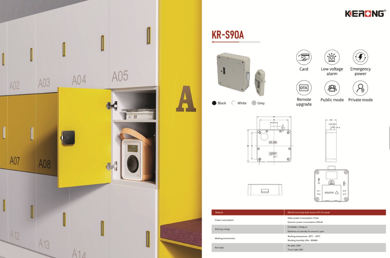 KR-S90A Office Drawer Hidden RFID Locks ตัวอ่านบัตร แบบซ่อนได้ เหมาะสำหรับ ตู้ล็อคเกอร์ ลิ้นชัก รับประกันสินค้า 1 ปี