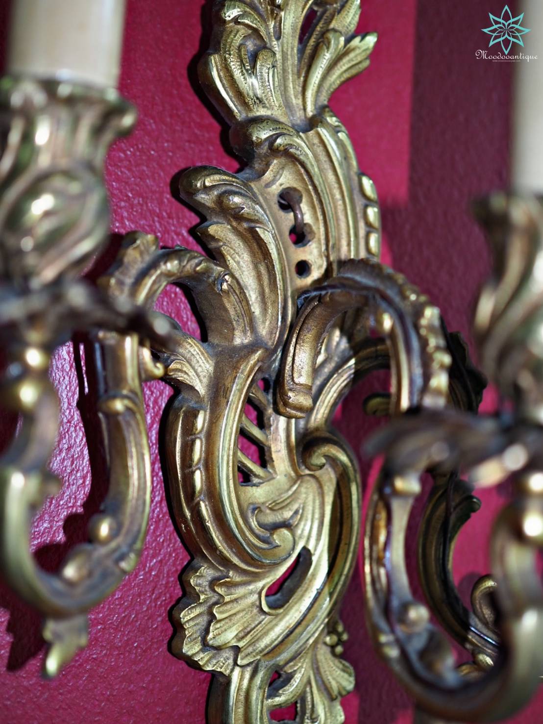 B 6015 A PAIR OF FRENCH ORMOLU THREE-BRANCH WALL -LIGHTS