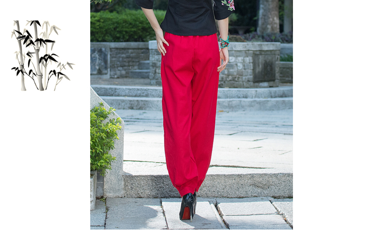 กางเกง ผ้าฝ้าย สีแดง รหัส X 52 สินค้าพร้อมส่ง