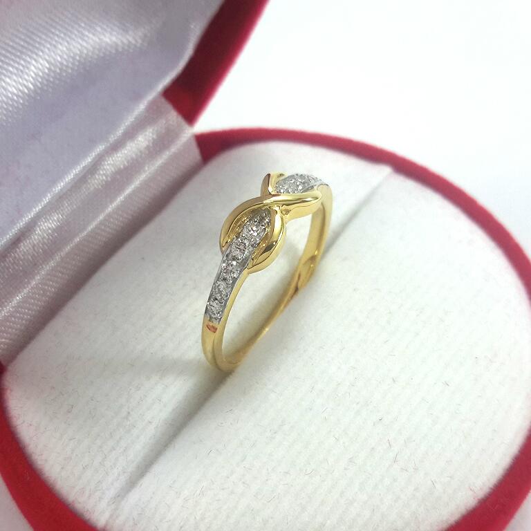 แหวนหมายเลขแปดทองคำฝังเพชรเบลเยี่ยมแท้ 0.15 cts