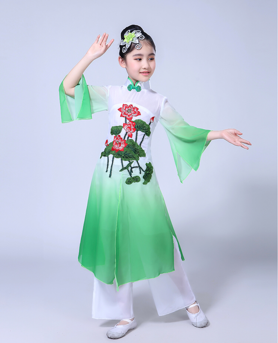 ชุดเต้นรำเด็กคลาสสิกสีเขียว. รหัส VA 65 สินค้าพร้อมส่ง