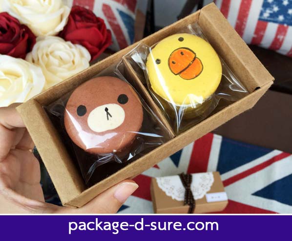 กล่องมาการองสั้น 2 ชิ้น 6.5x14.5x5.4 กระดาษคราฟ