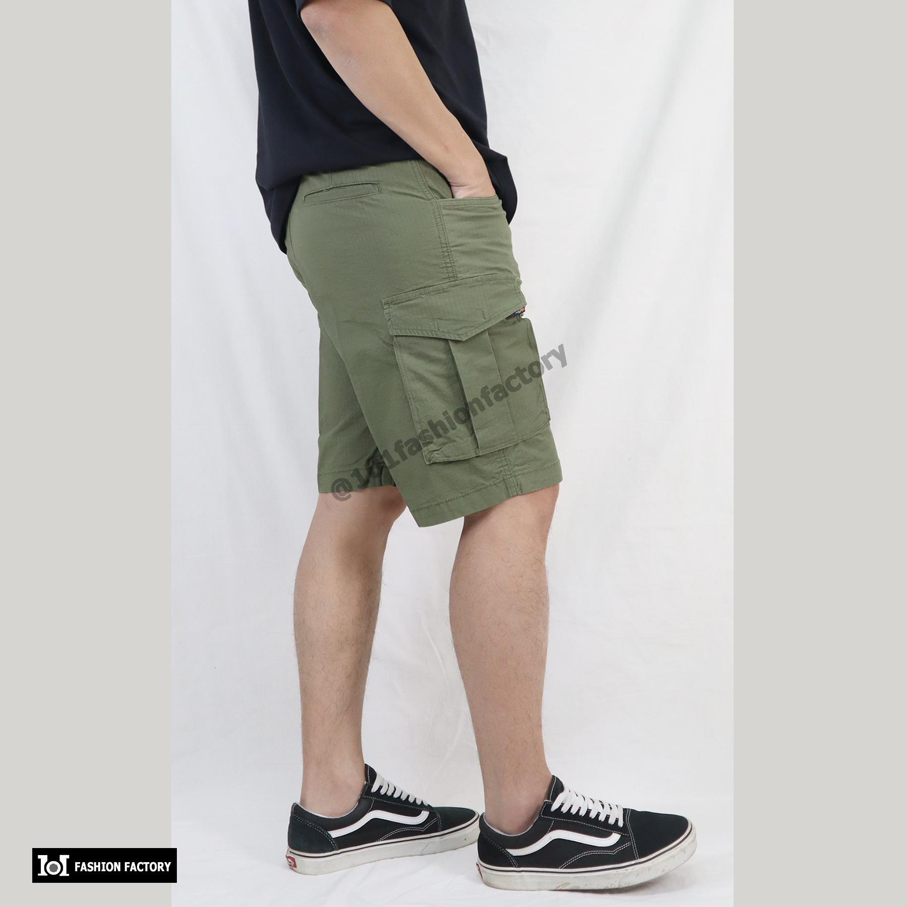 กางเกงคาร์โก้ชาย No.687/11 ขาสั้นวินเทจ ผ้ายืดทนทานสูง สีขี้ม้า | US101