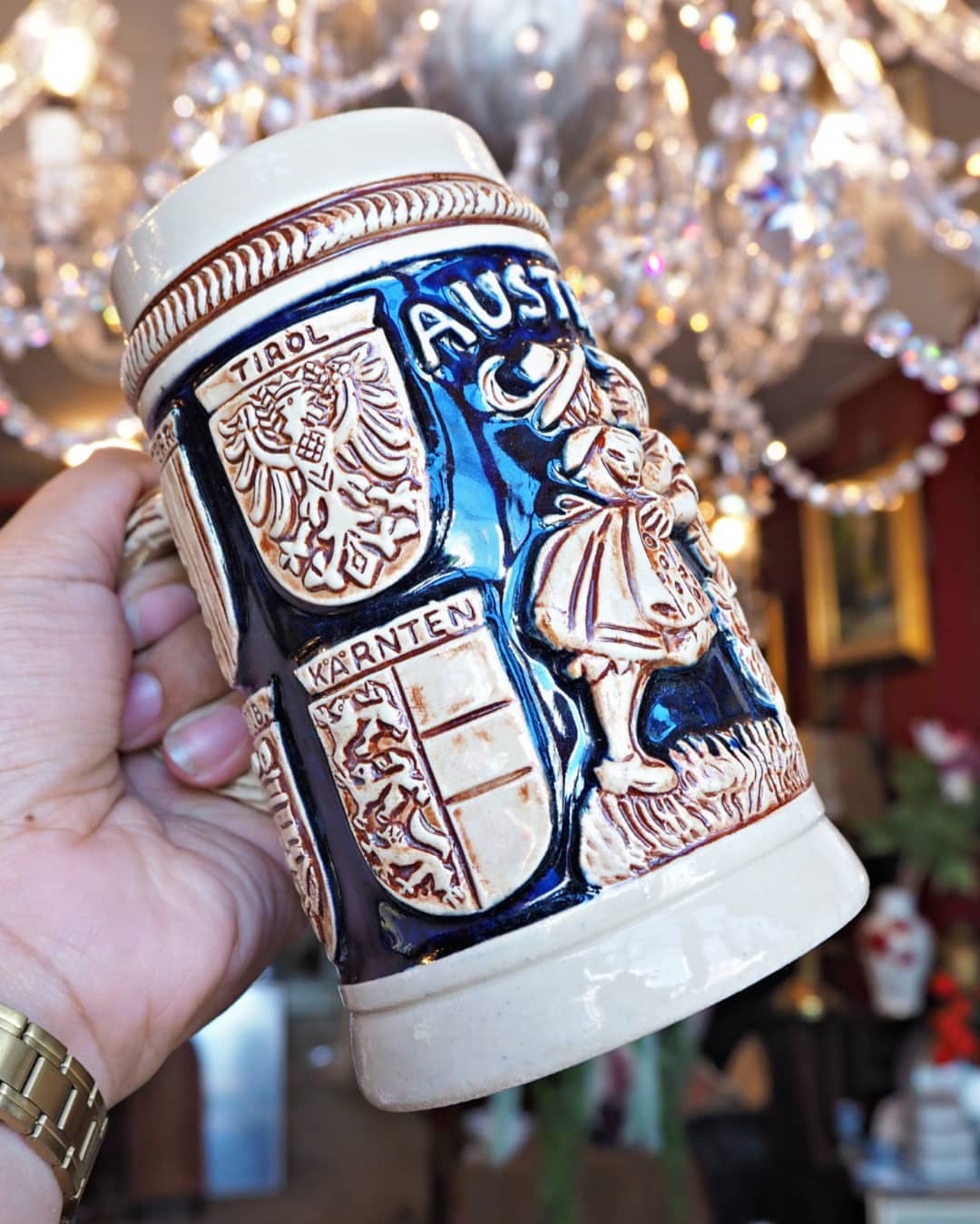 แก้วเบียร์ วินเทจออสเตรียเบียร์สไตน์ Vintage Austria Beer Stein