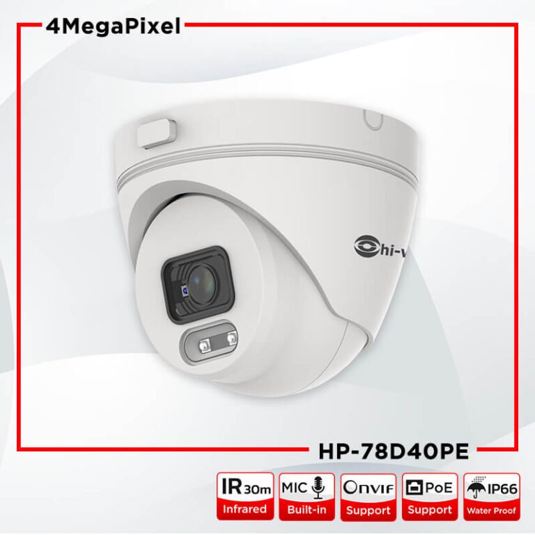 กล้องไอพี ทรงโดม ความคมชัด 4 ล้านพิกเซล มีไมค์ในตัว กันน้ำ กันฝุ่น Hiview รุ่น HP-78B40PE ราคารวม VAT 7% รับประกันสินค้า 3 ปี