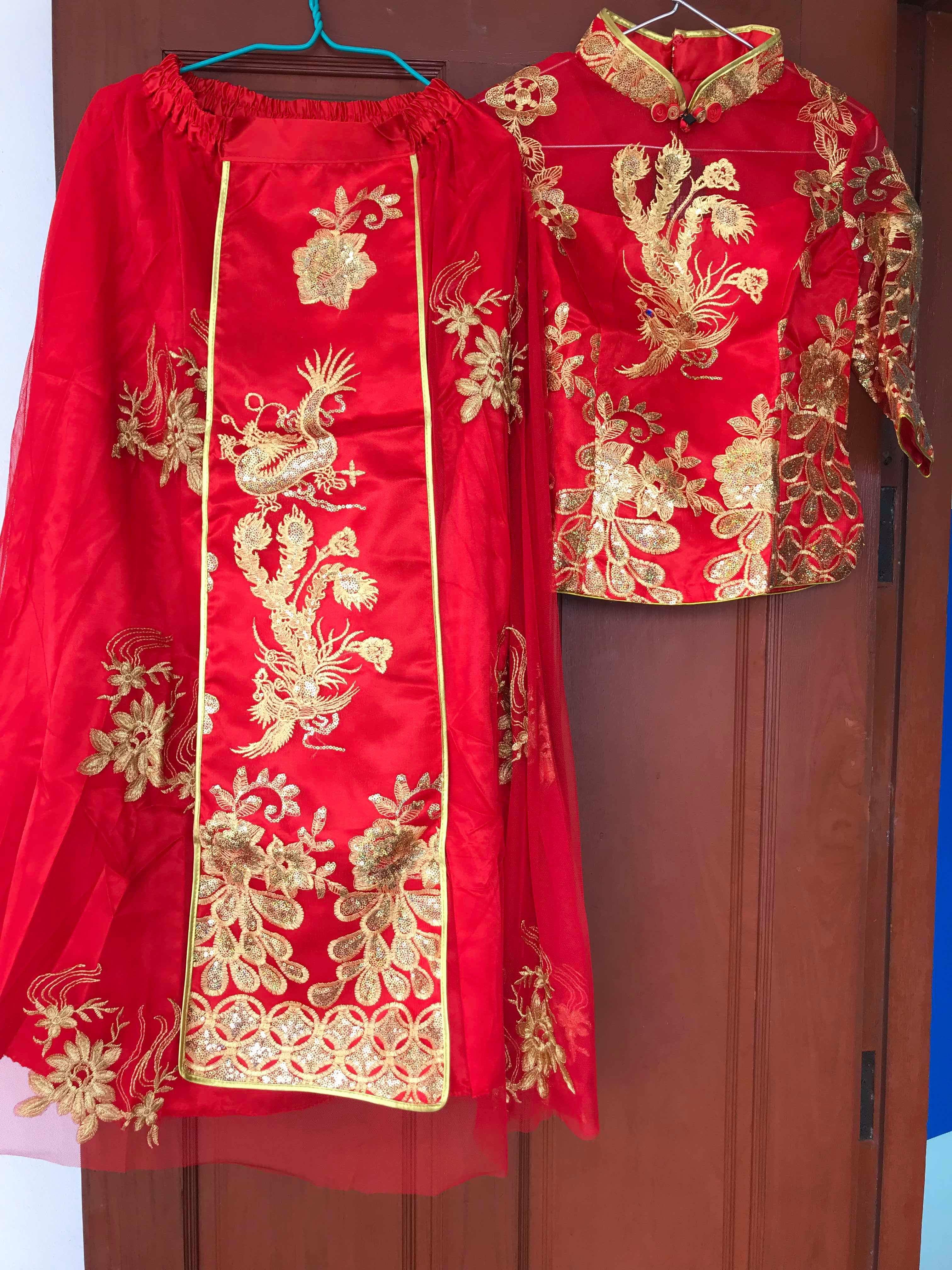 ชุดเจ้าสาวสีแดง รหัส WED#1# 165 สินค้าพร้อมส่ง