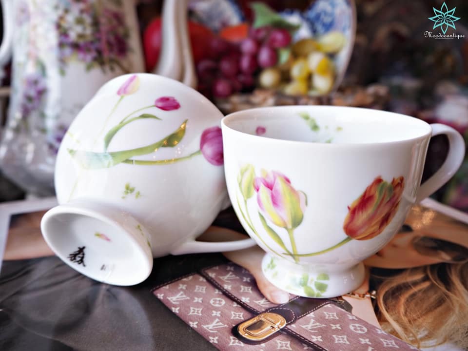 ชุดดื่มชากาแฟลายทิวลิป JAPAN ไม่มีจานรองแก้ว