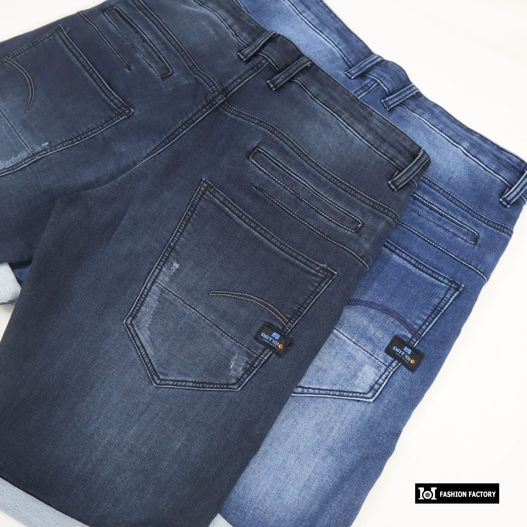 ขาสั้นยีนส์ US682/9 กางเกงยีนส์ผู้ชายขาสั้น ผ้าเดนิมยืดแฟชั่น สีกรม | US101