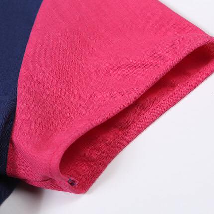เสื้อจีน สีฟ้าแขนชมพู P138
