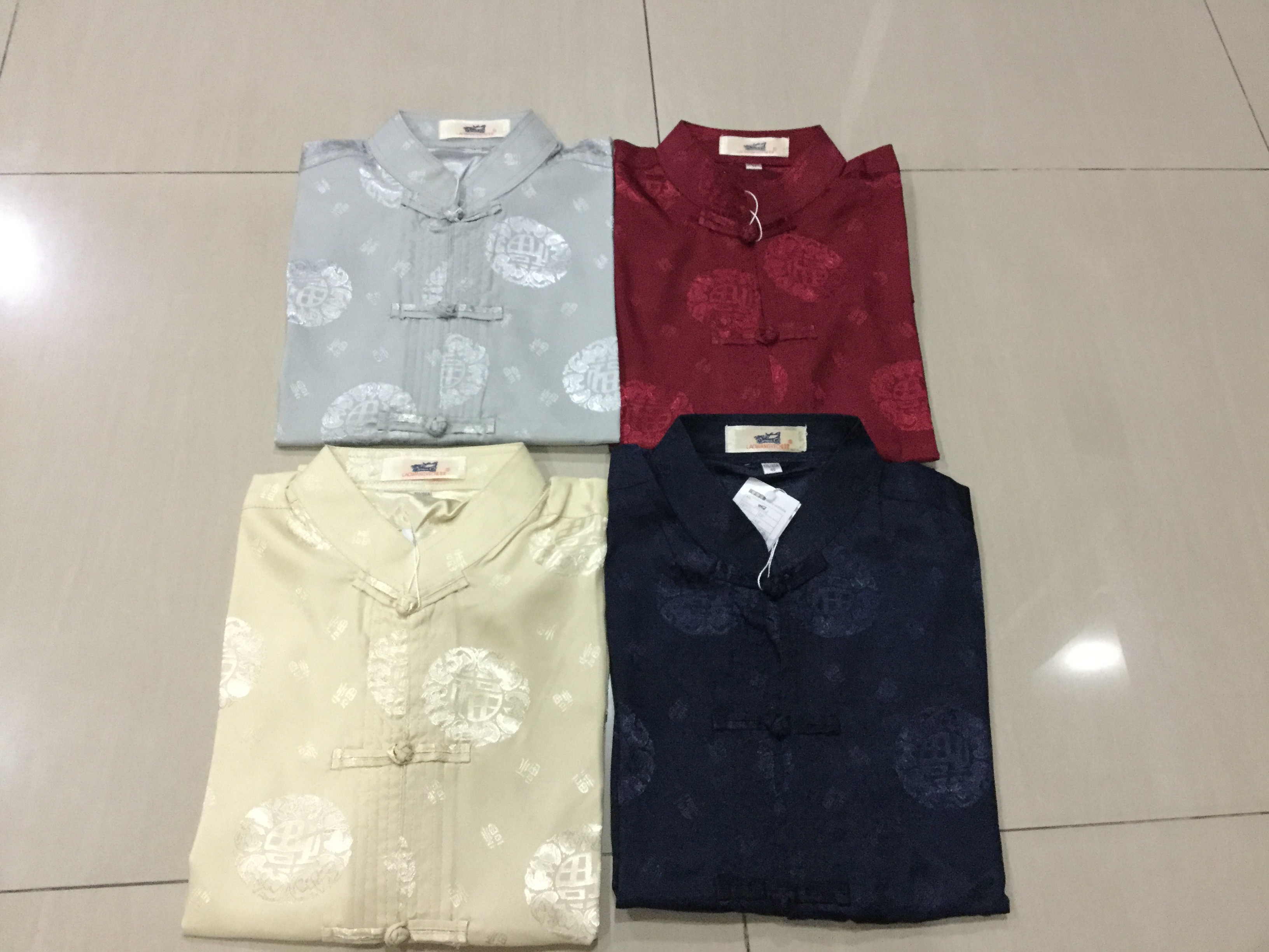 เสื้อจีนชาย ผ้าไหมสีแดง F55 สินค้าพร้อมส่ง